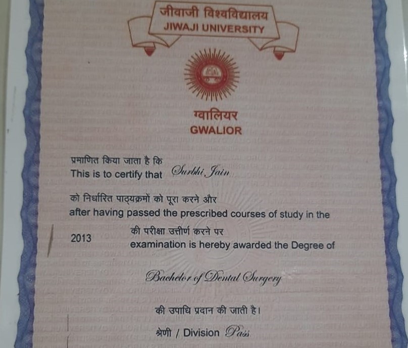 Graduation degree of trusted dentist in gwalior